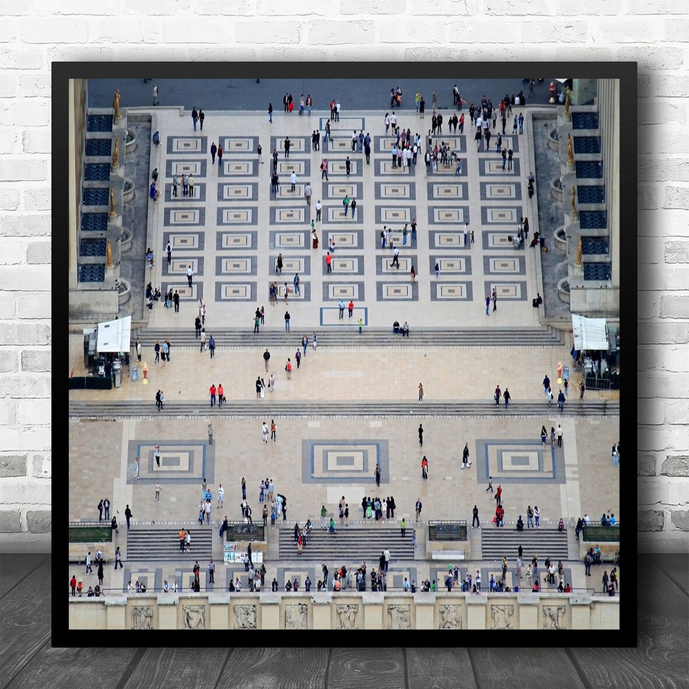Aerial Square People Small Tiny Street Above Crowd Crowded Paris Square Print