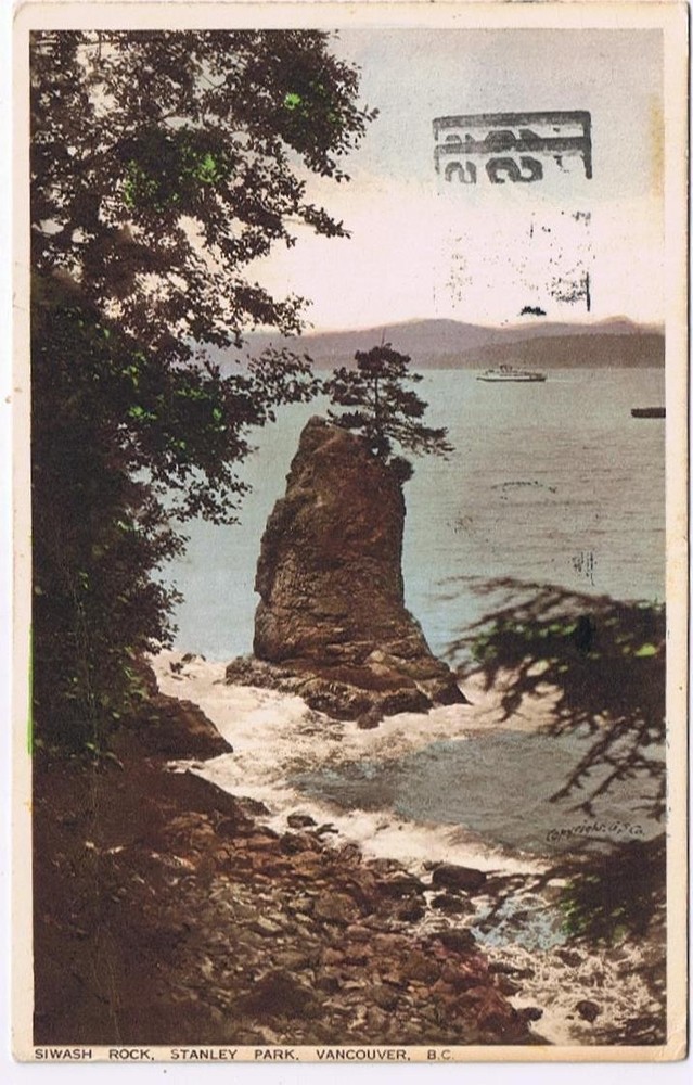 British Columbia BC Postcard Siwash Rock Stanley Park Vancouver