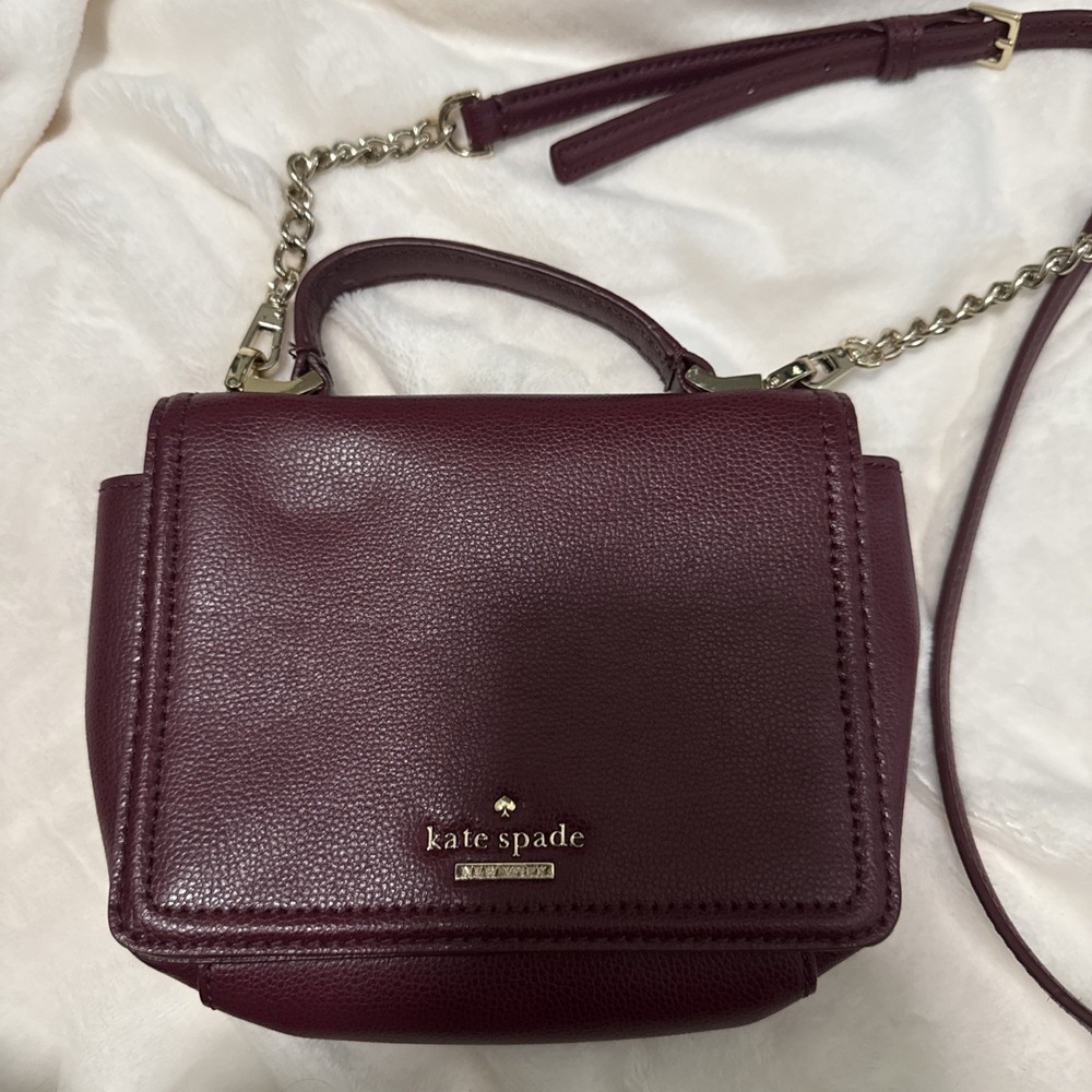 Kate Spade Maisie Convertible Purse Maroon Burgundy Gold Crossbody Purse