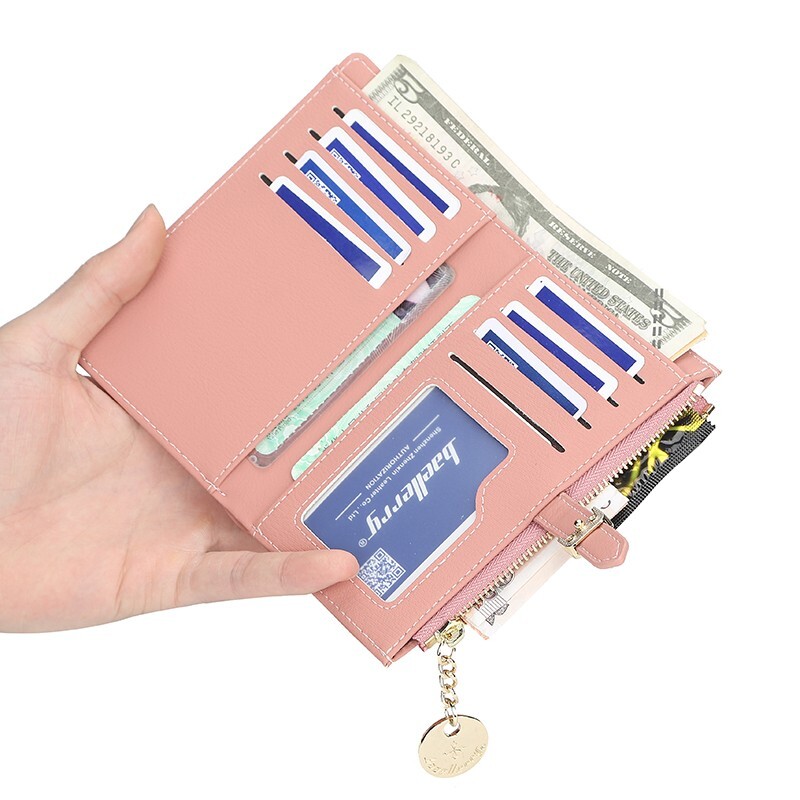 RFID Blocking Women's Small Leather Wallet Credit Card Holder Mini Bifold Purse
