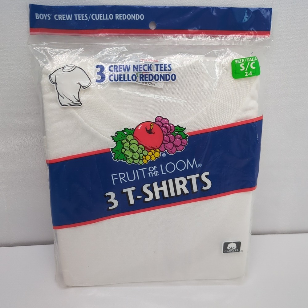 Vintage 2001 Fruit of The Loom Crew Neck White Cotton T-Shirt 3 Pack Size Small