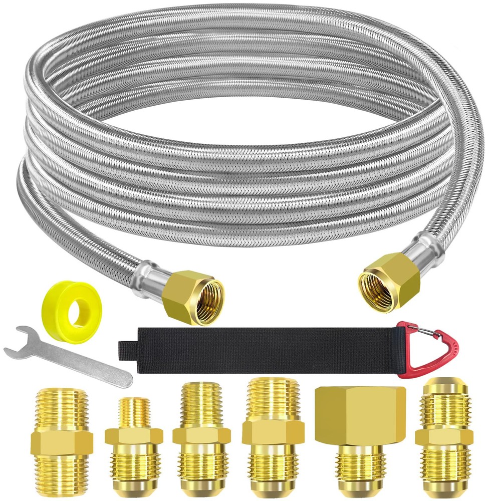12 Feet High Pressure Braided Propane Hose Extension with Conversion Coupling...