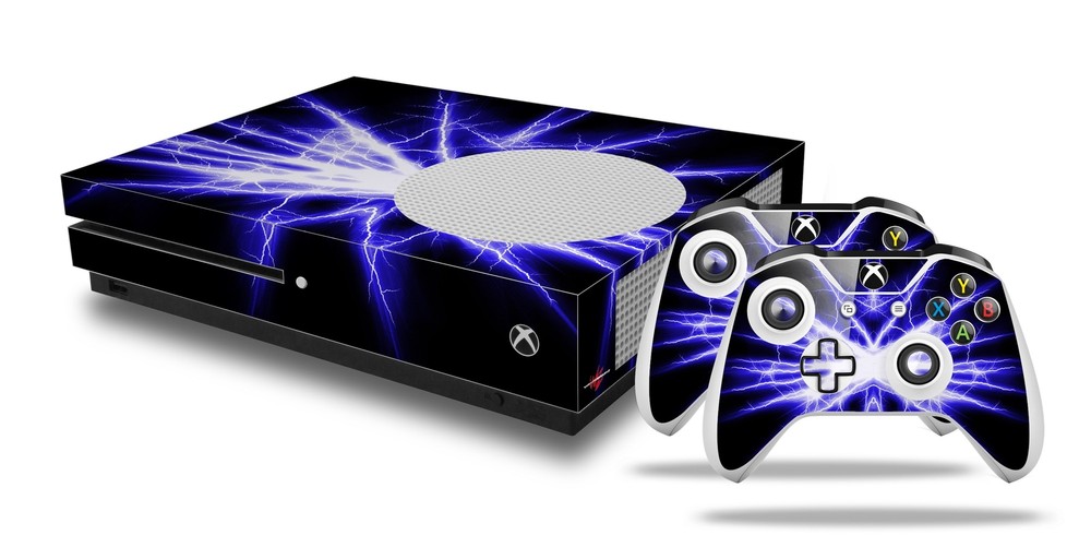 Skin XBOX One S Console Controller Lightning Blue
