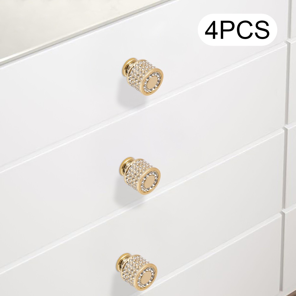 4 Pack Gold Cabinet Knobs Round Brushed Brass Kitchen Knobs Zinc Alloy Dresser