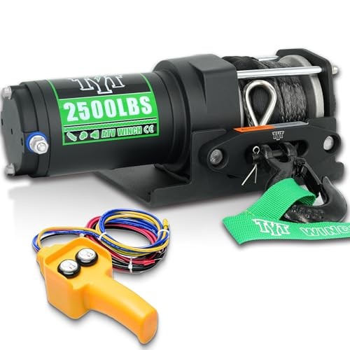 2500 lb Electric Winch with Synthetic Rope for ATV and UTV Towing