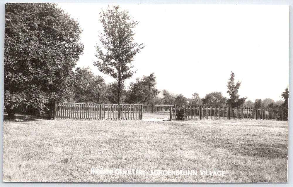 Schoenbrunn Village Ohio Indian Cemetery 'God's Acre' RPPC Postcard