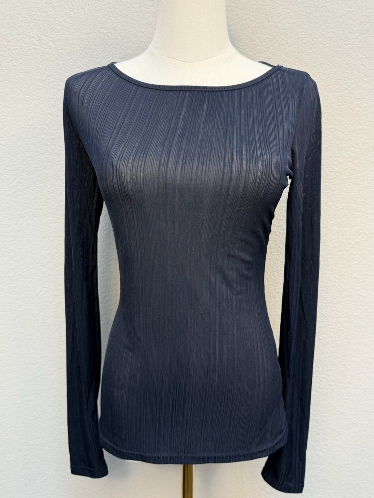 Women Long Sleeve Shirts Y2K Backless Crop Top Ribbed Off The Shoulder Top