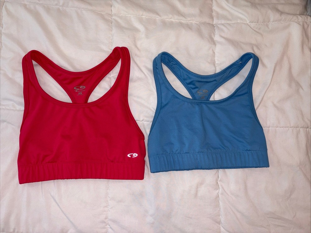 Champion Women's Pink and Blue Seamless Racerback Sports Bra, Size XS