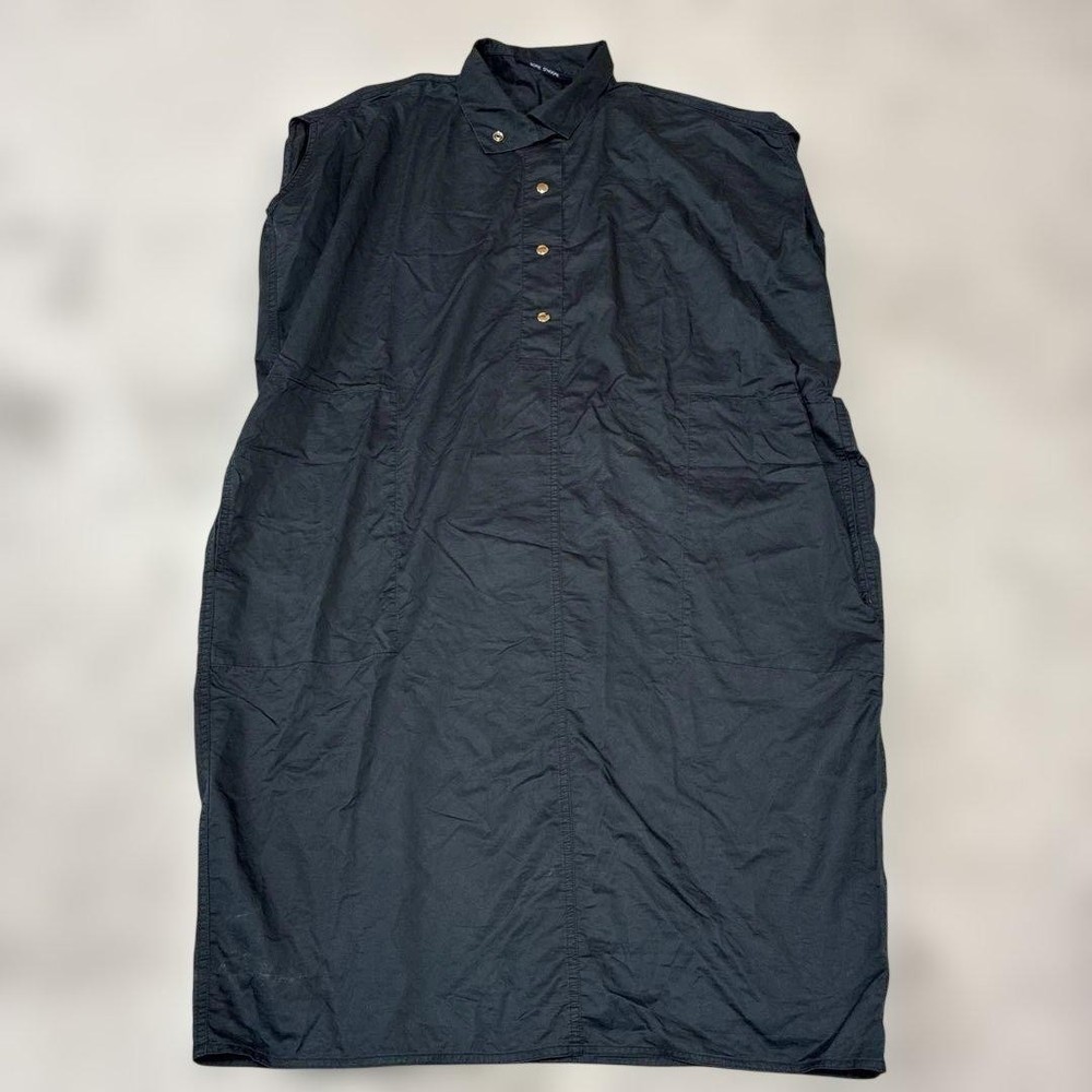 SOFIE D'HOORE Shirt Dress with Gold Buttons, Size M, Black Gray