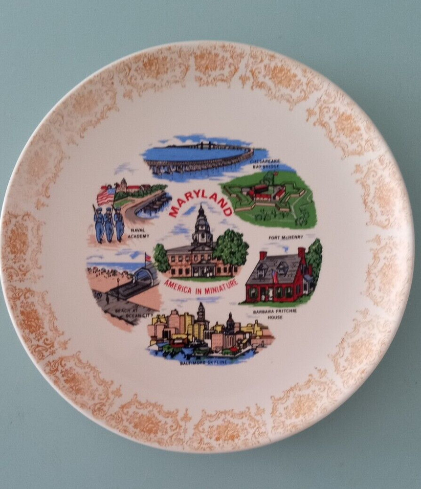 Vintage State of Maryland Souvenir Collector Plate