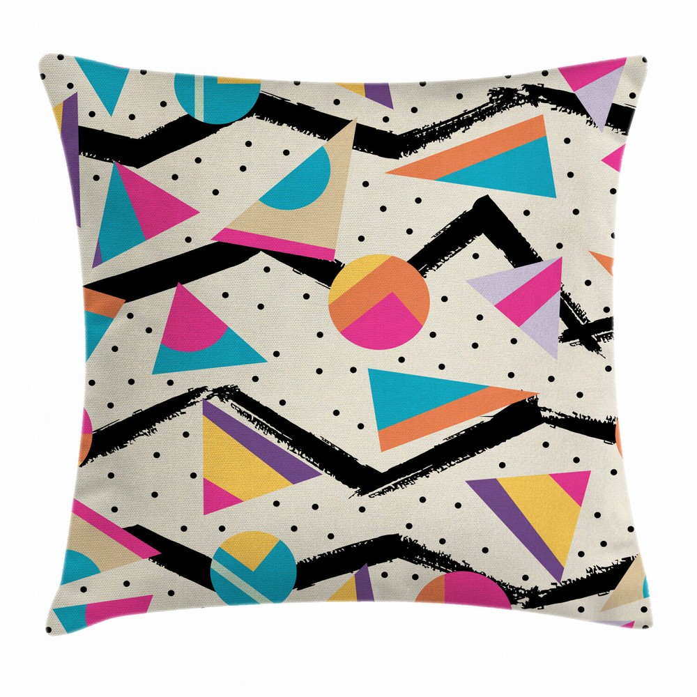 80s Funky Memphis Indie Square Throw Pillow Case 24 Inches Fashion Cushion Cover
