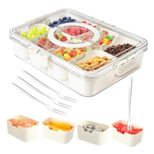 Portable 8-Compartment Snackle Box Container - Perfect for On-the-Go Snacks