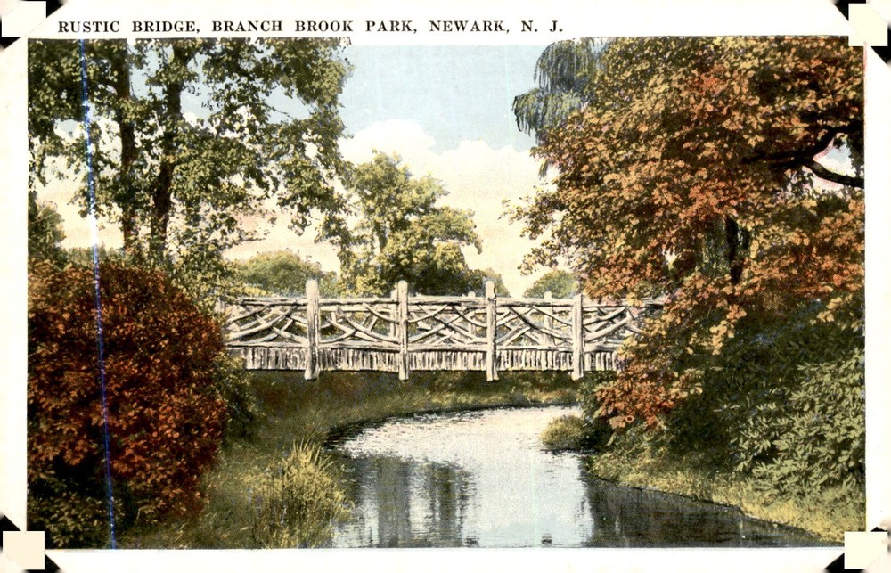 Rustic Bridge, Branch Brook Park, Newark, N.J. Postcard