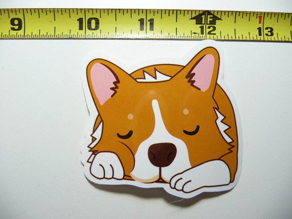 Cute Corgi Sleeping Nap Decal Sticker for Laptop Pet Lovers