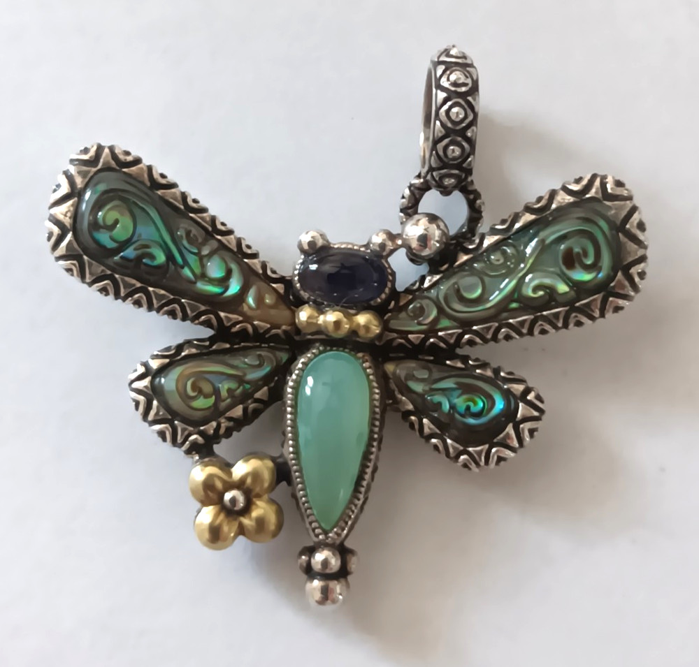 Barbara Bixby Sterling Silver 18K Gold Multi-Gemstone Dragonfly Enhancer