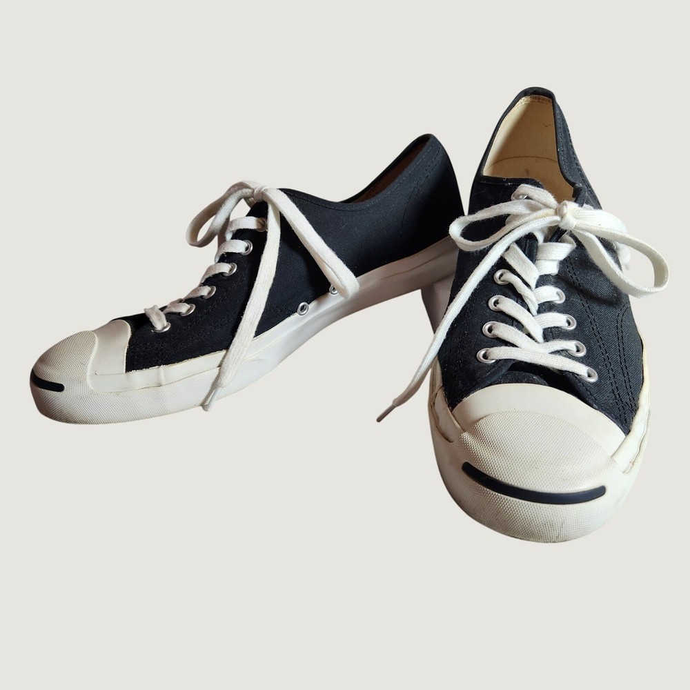 Converse Jack Purcell CP Black Canvas Low Top Sneakers Mens 12 Classic Smile Toe