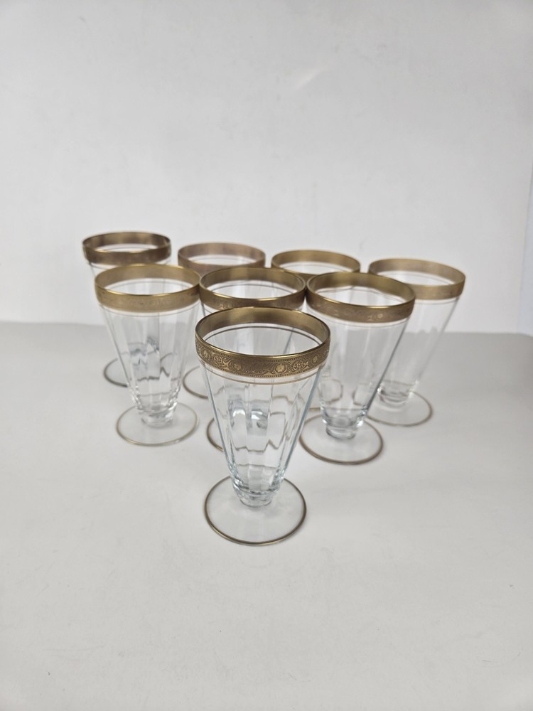 Tiffin Franciscan Rambler Rose Optic Gold Trim Set Of 8 Juice Glasses