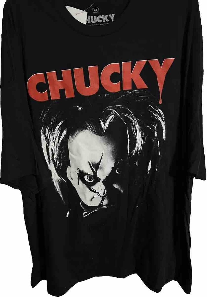 Vintage Style Chucky Big Print Face Graphic Print Movie Promo T-Shirt 4XL