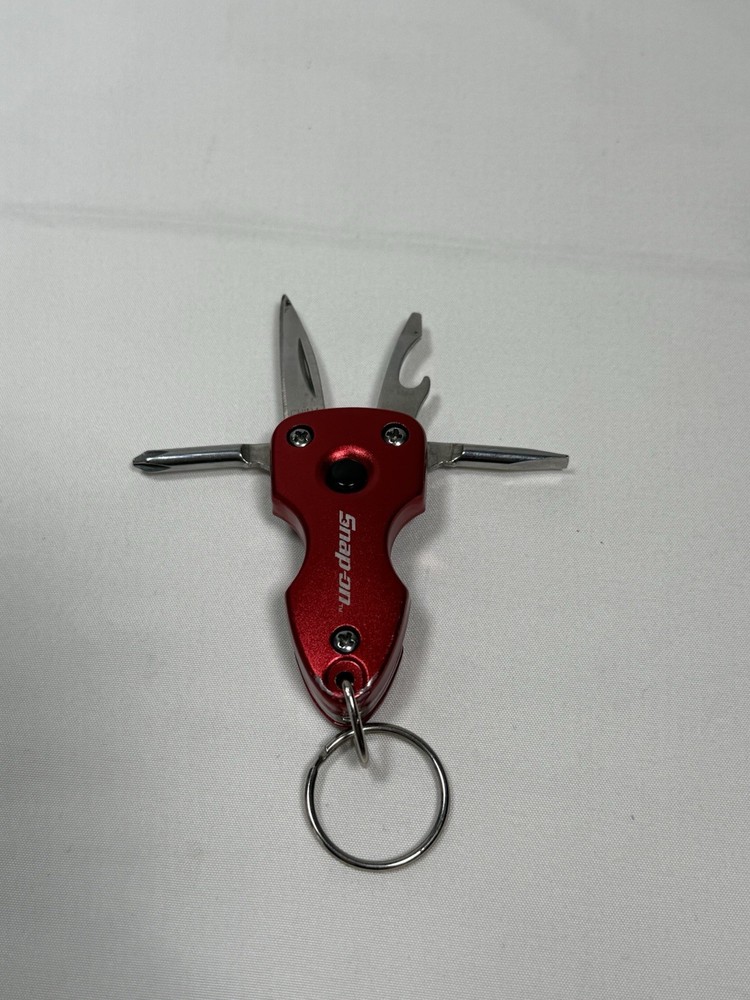Snap-On Red Multi-Function Keychain w/Light Knife Screwdriver Opener