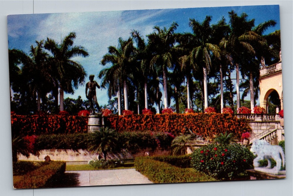 Vintage John & Mable Ringling Museum Courtyard Postcard Sarasota FL
