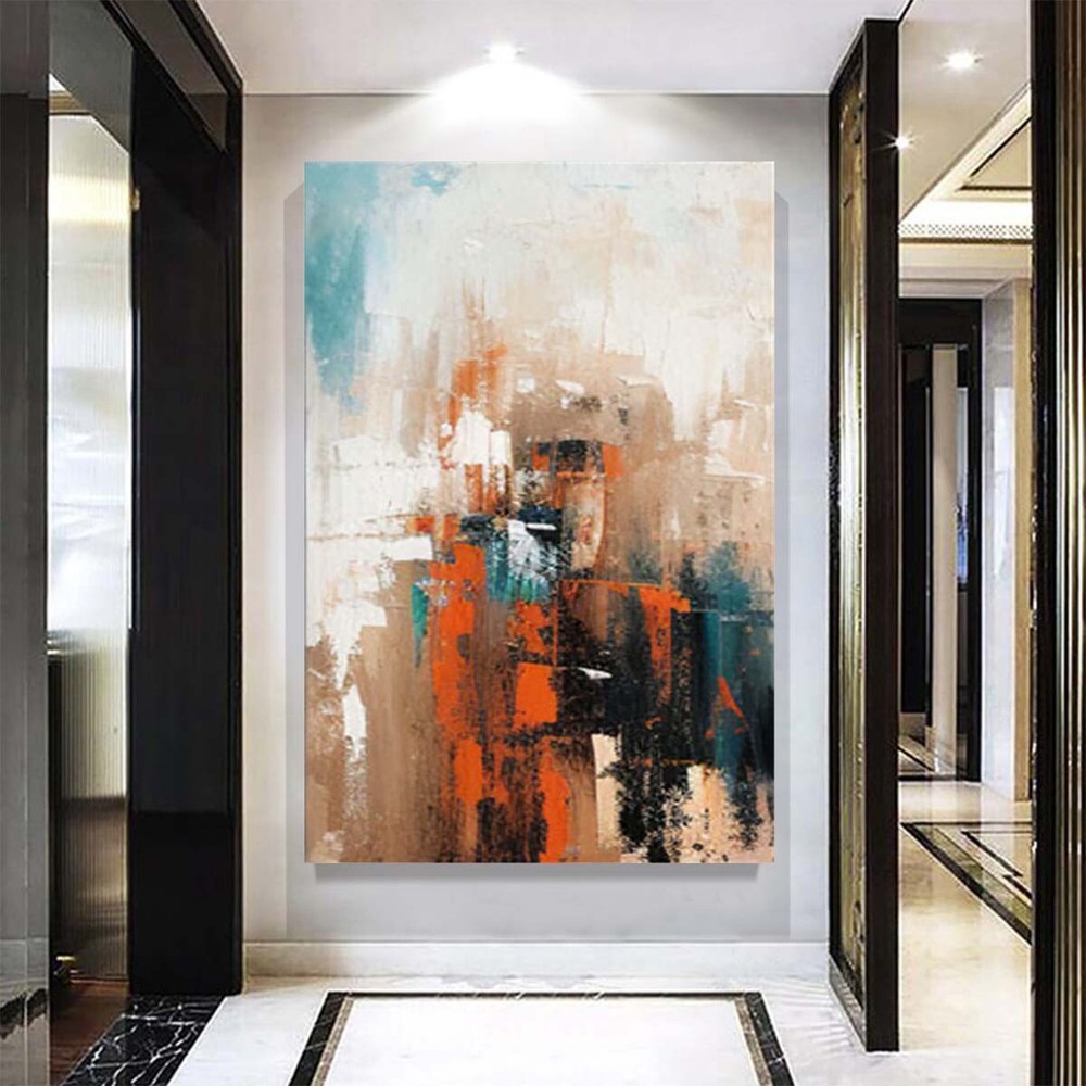 Thick Oil Knife Blue Abstract Oil Painting On Canvas Hand Painted Modern Wall