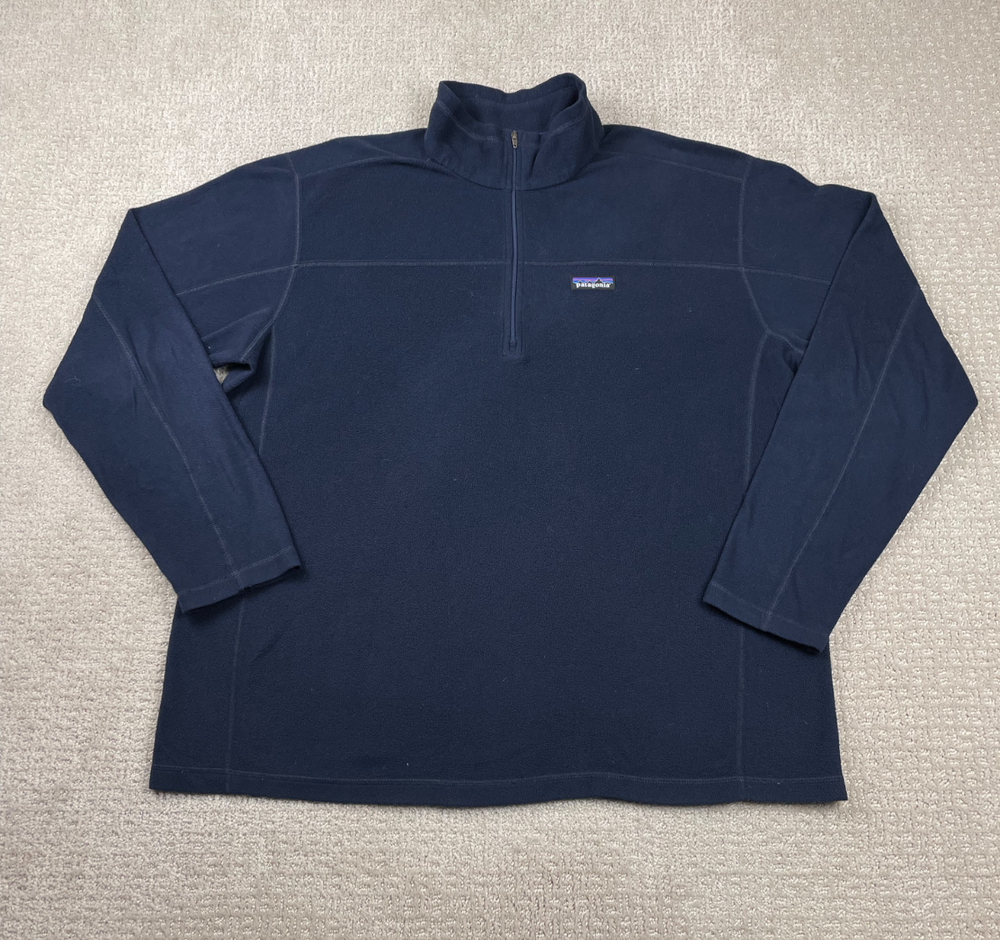 Patagonia Jacket Mens XL Navy Micro D 1/4 Zip Fleece Pullover Outdoors Hiking