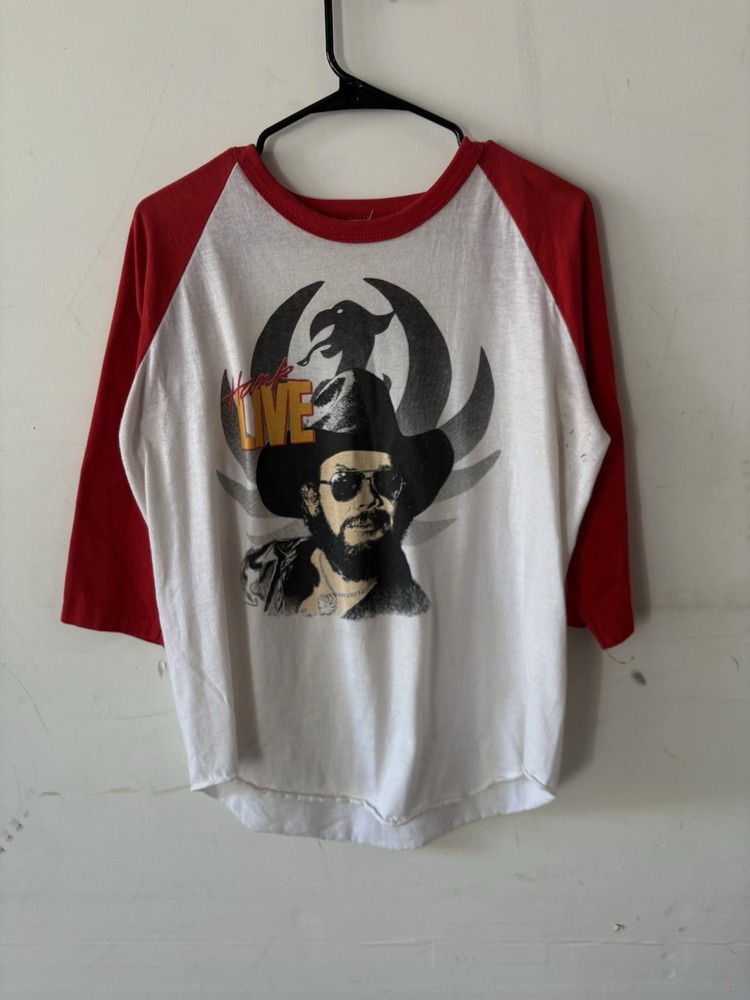 vintage hank williams jr country music band tee raglan size large