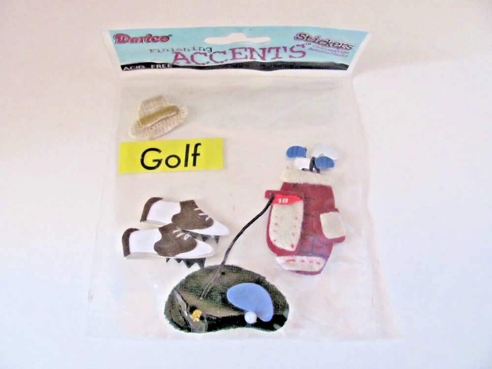 Scrapbook 3D Stickers Golf Darice Finishing Accents Acid Free Unopened Package-image
