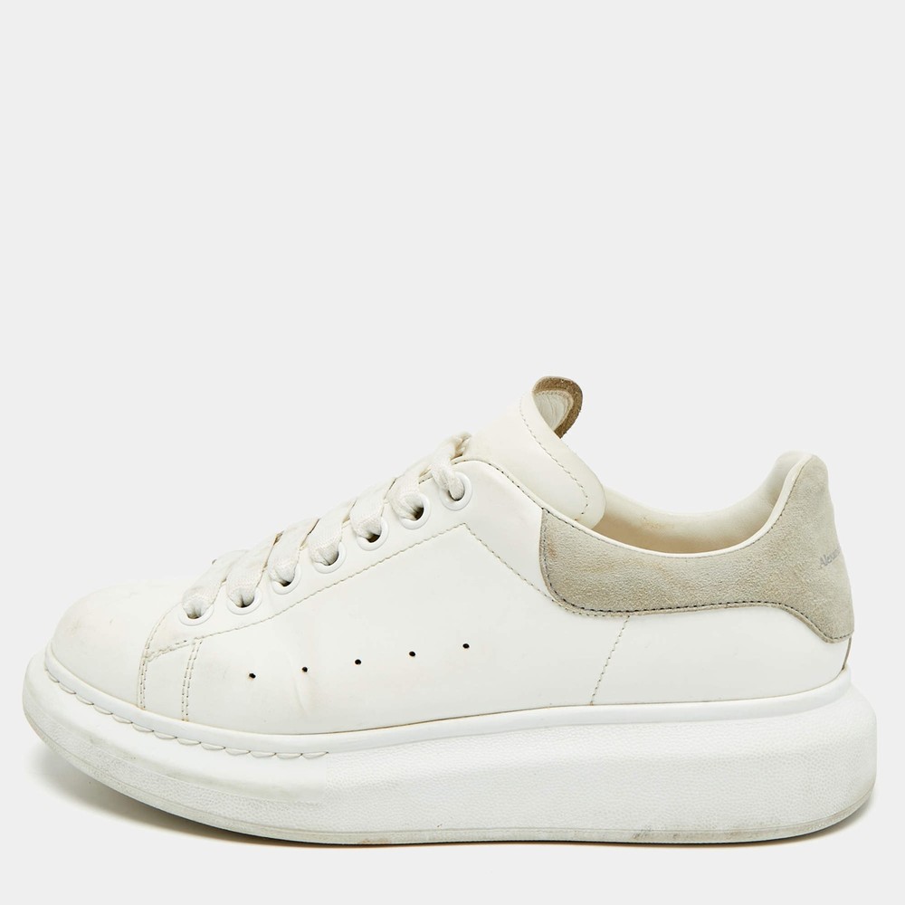 Alexander McQueen Oversized Size 40 WhiteGrey Leather and Suede Lace Up Sneakers