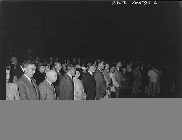 Photo:North Korea 1950s Crowd at Night Ceremony Demonstration