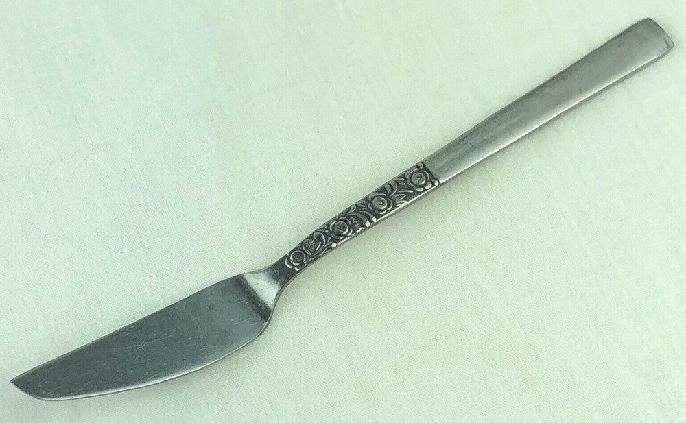 National Stainless Rose Serenade Flatware Butter Knife Vintage