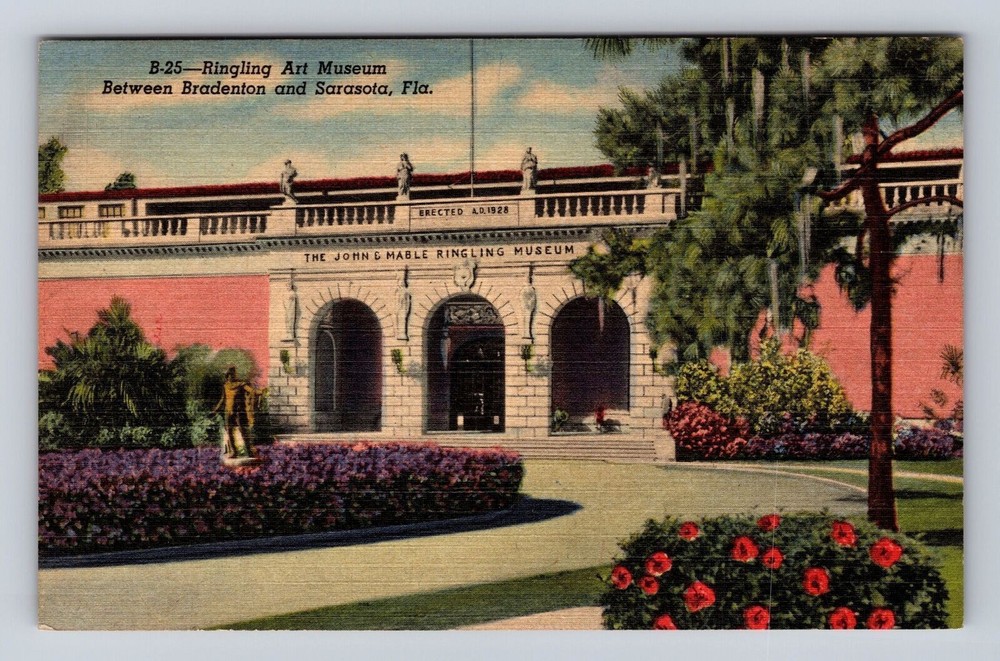 Sarasota FL-Florida, Entrance To Ringling Art Museum, Antique, Vintage Postcard