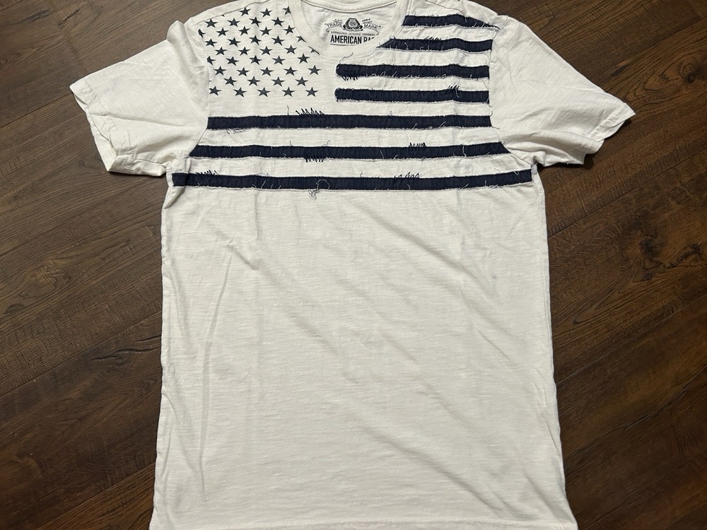 american rag Mens White  flag T shirt Small