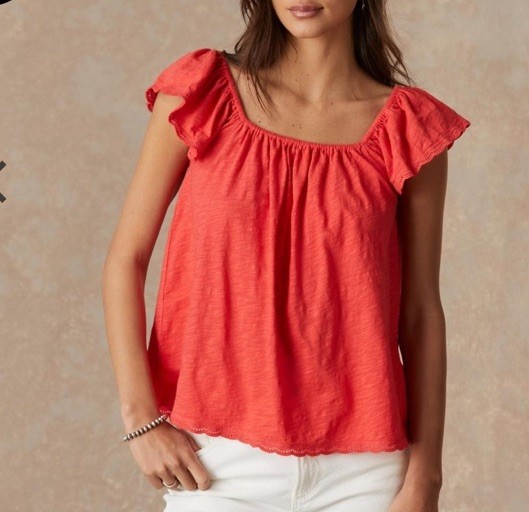 NEW Sundance Catalog/DYLAN KIRA LIPSTICK RED Women Flare Blouse Shirt Top T M