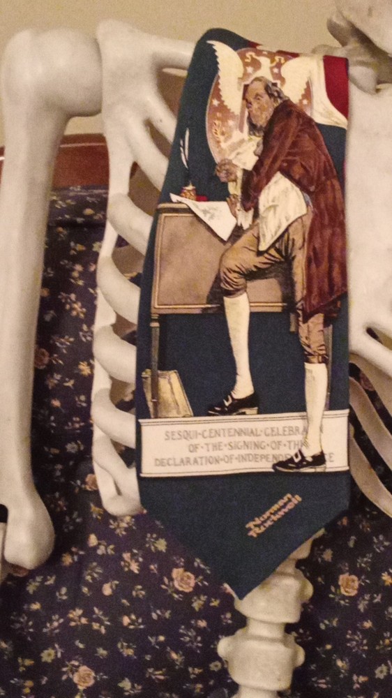 forth of July tie, declaration of Independence, history teacher, 100% silk