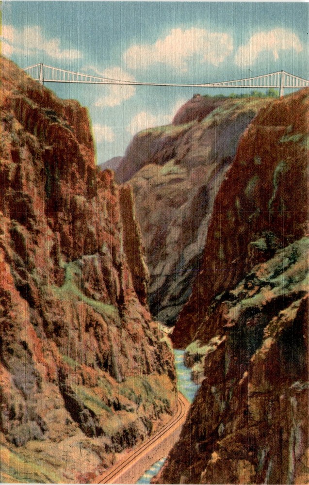 Royal Gorge, World's Highest Suspension Bridge, Colorado, Sanborn Postcard