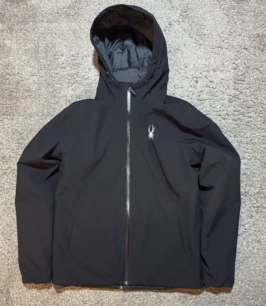 Spyder 2-in-1 Ski Jacket Men’s Medium Black Waterproof Hooded Winter Coat