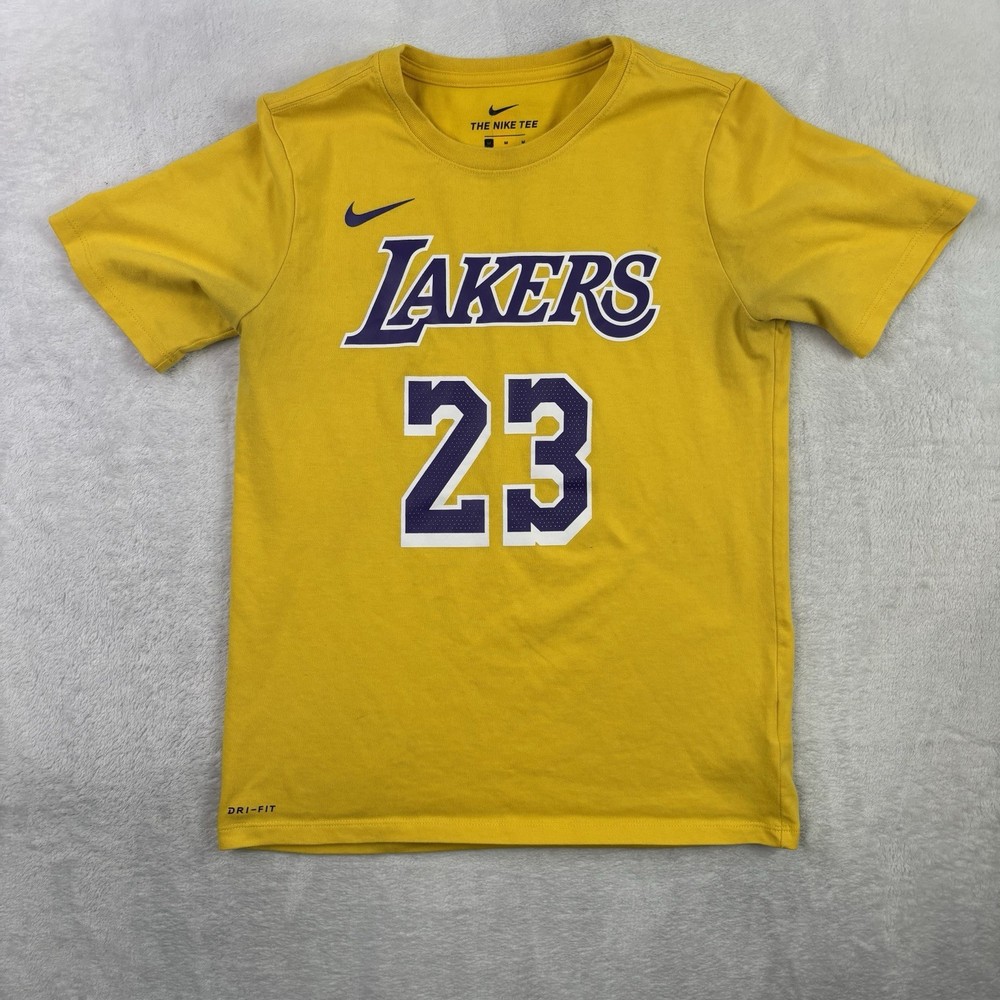 The Nike Tee LeBron James Lakers Dri-Fit Gold Shirt Youth Medium