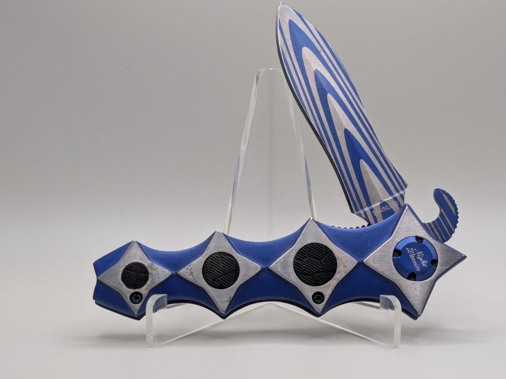 Blue Night Warrior Folding Pocket Knife with Clip - 3