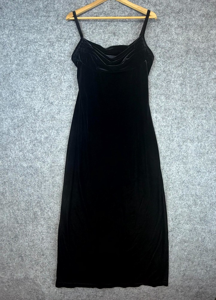 Vintage Molly Malloy Evening Dress Women 10 Black Velvet 90s Noir Witchy Goth