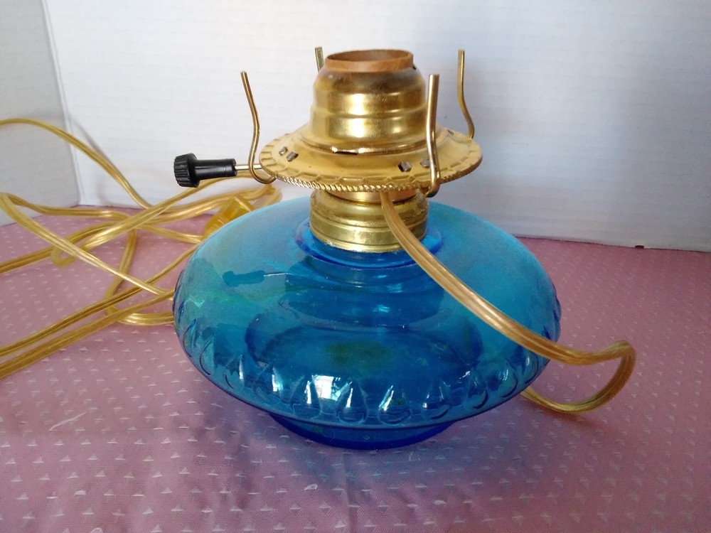 Vintage Blue Electric Oil Lamp 6
