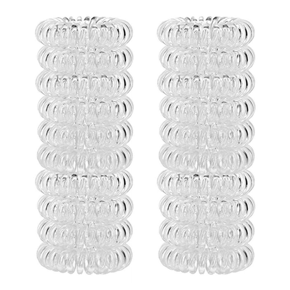 20 Pcs Clear Spiral Hair Ties No Crease Coil Elastic Hair Ties for Women No D...