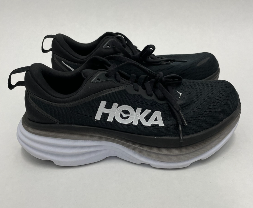 Hoka Bondi 8 Womens Size 7 Wide D Black White 1127952 BWHT Running Shoes