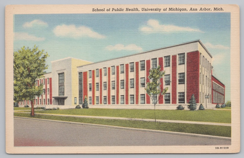 Linen~Ann Arbor Michigan~University of Michigan~Public Health School~Postcard
