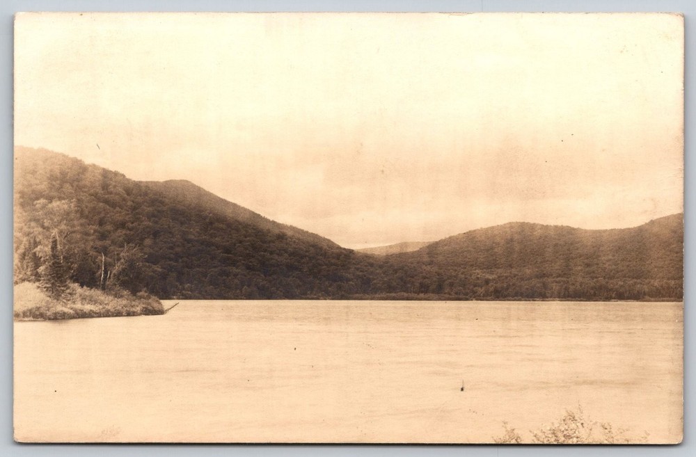 RPPC Little Kennebago Lake Grants Maine 1936 Fishing Camp Postcard C418