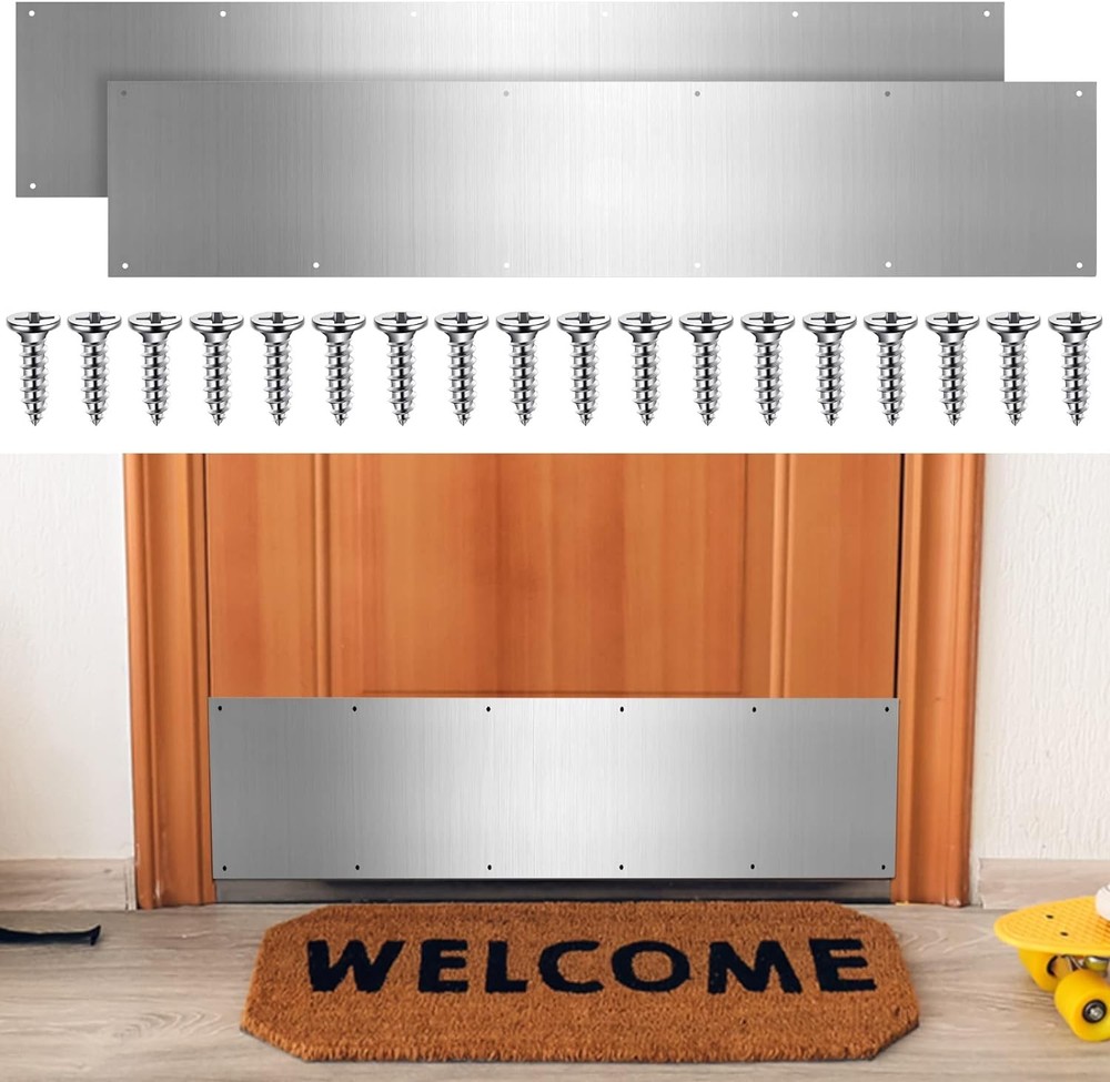 8 x 36 Inches Metal Kick Plate for Bottom of Door Aluminum Kick Plates with S...