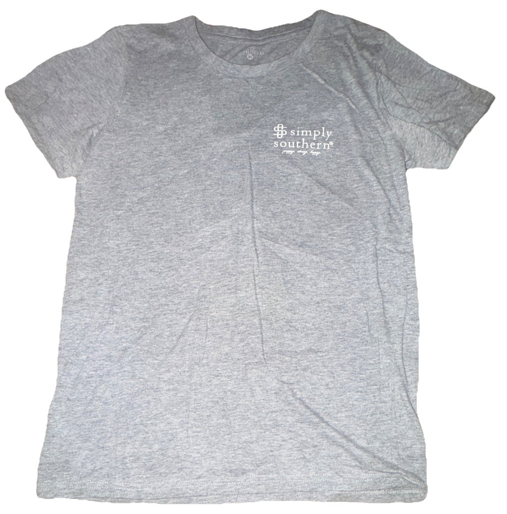 Simply Southern Women's Gray Logo Short Sleeve Crew Neck T-Shirt Size M