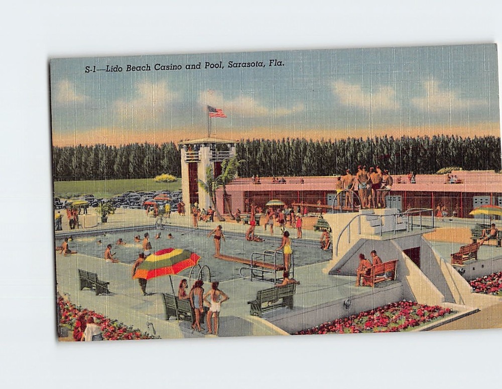 Postcard Lido Beach Casino and Pool Sarasota Florida USA