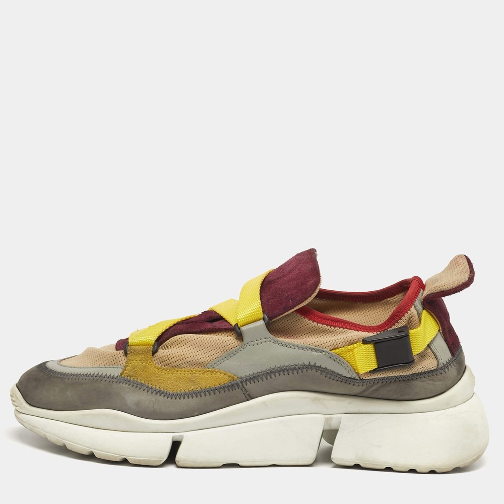 Chloe Sonnie Size 40 Multicolor Leather and Suede Sneakers