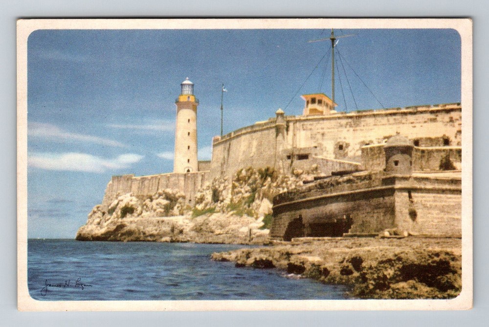 Cuba- Havana Historic Morro Castle Harbor Entrance Old Post PC Vintage Postcard